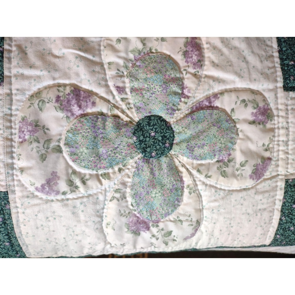 Vintage Flower Design Quilt Large 70 x 94 Full Size Hand Sewn Signed 1994 - Picture 9 of 16